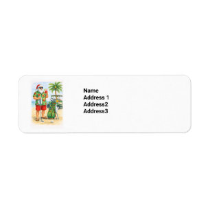 Golf Christmas with Santa Golfing near beach Return Address Label