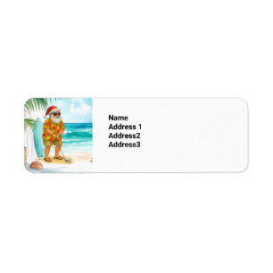 Golf Christmas with Santa Golfing near beach Return Address Label