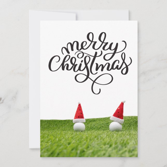 Golf Christmas with Santa Hat for Golfer Holiday Card (Front)