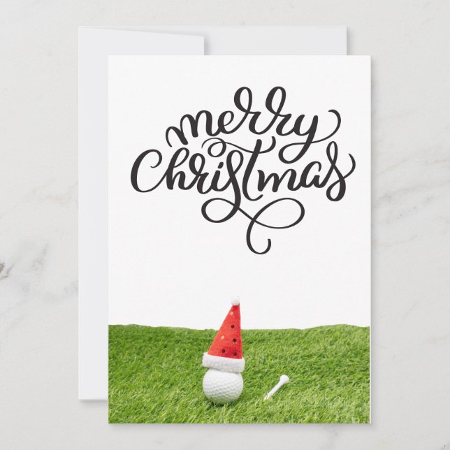 Golf Christmas with Santa Hat for Golfer Holiday Card (Front)