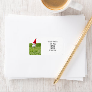 Golf Christmas with Santa Hat for Golfer Label