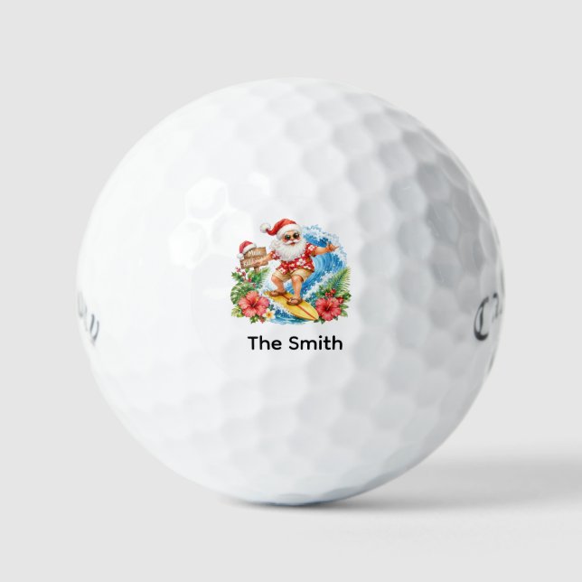 Golf Christmas with Santa Surfing Balls (Front)