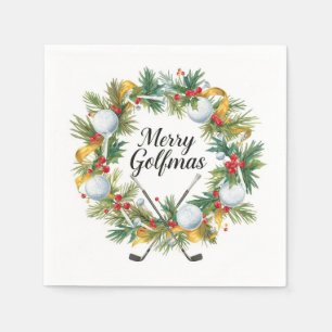 Golf Christmas Wreath with Golf Ball Wreath Napkin