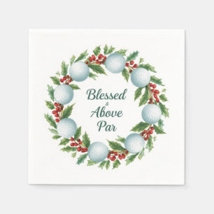 Golf Christmas Wreath with Golf Ball Wreath Napkin