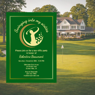 Golf Classic Green Golden Player 60th Birthday In Invitation