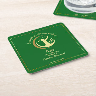 Golf Classic Green Golden Player 60th Birthday Square Paper Coaster