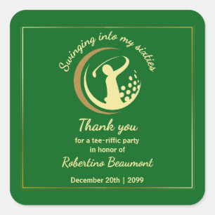 Golf Classic Green Golden Player 60th Birthday Square Sticker