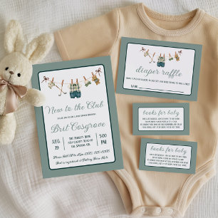 Golf Clothesline, New to the Club Baby Shower Enclosure Card