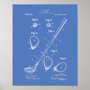 Golf Club 1910 Patent Art - Blueprint Poster