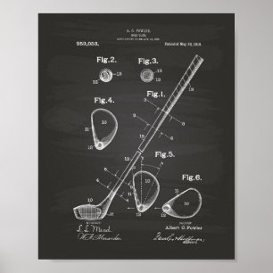 Golf Club 1910 Patent Art - Chalkboard Poster