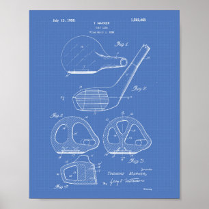 Golf Club 1926 Patent Art - Blueprint Poster