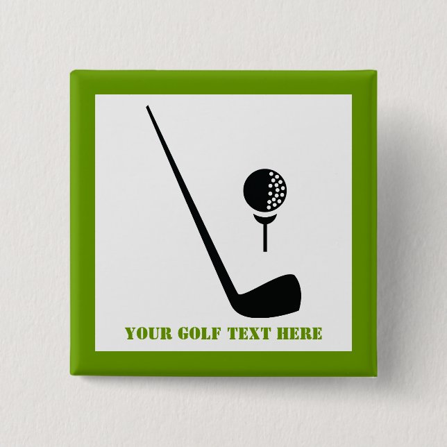 Golf club and ball black, green custom 15 cm square badge (Front)