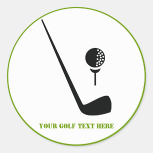 Golf club and ball black, green custom classic round sticker