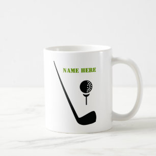 Golf club and ball black, green custom coffee mug