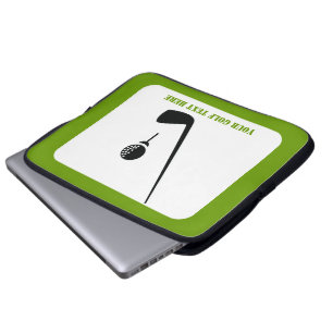 Golf club and ball black, green custom laptop sleeve