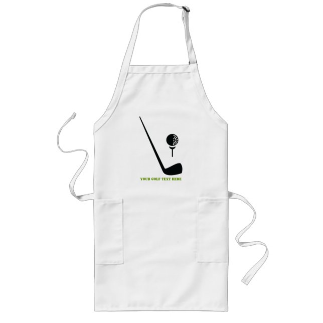 Golf club and ball black, green custom long apron (Front)