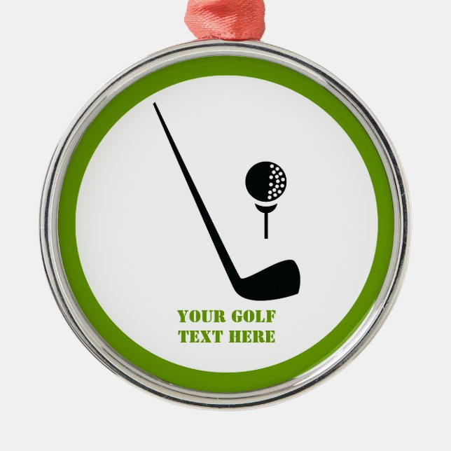 Golf club and ball black, green custom metal tree decoration (Front)