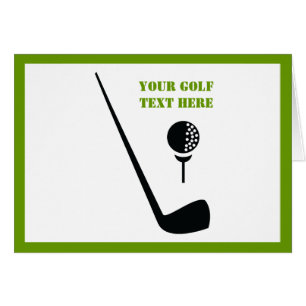 Golf club and ball black, green greeting card