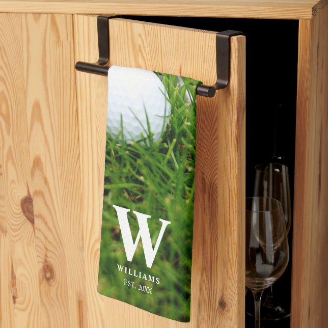 Golf Club and Ball Personalised Tea Towel (Thirds Fold)