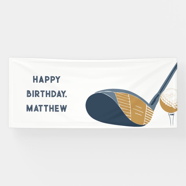 Golf Club and Ball Personalized Golfers Birthday Banner (Horizontal)