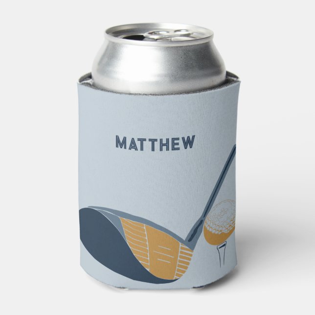 Golf Club and Ball Personalized Golfers Name Can Cooler (Can Front)