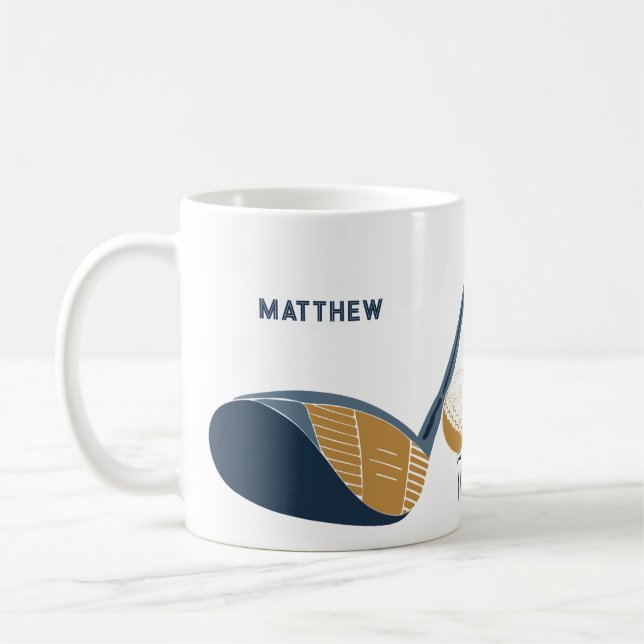 Golf Club and Ball Personalized Golfers Name Coffee Mug (Left)
