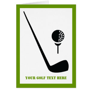 Golf club and ball vertical greeting card