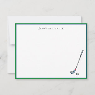 Golf club & ball Personalises Flat Thank You Card