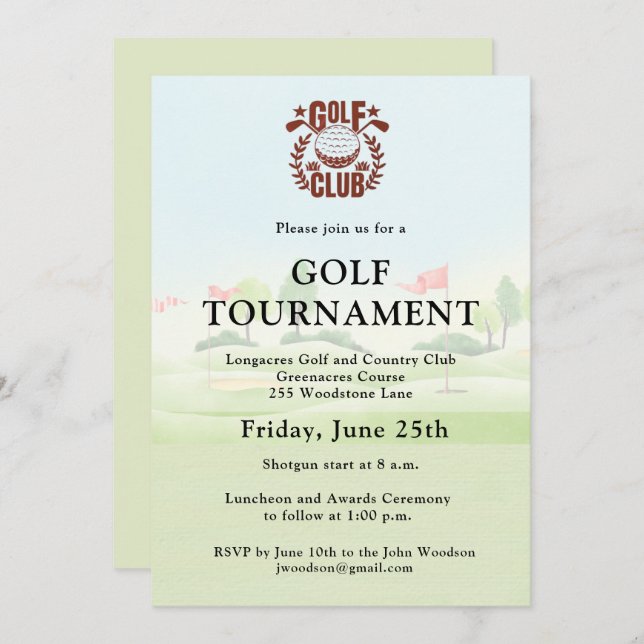 Golf Club Corporate Tournament Logo  Invitation (Front/Back)