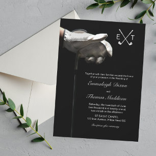 Golf Club Elegant Sport Wedding Monogrammed Invitation
