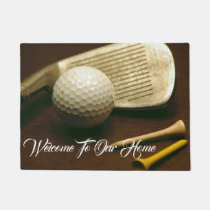 Golf Club, Golf Ball, And Golf Tees Photo Door Mat
