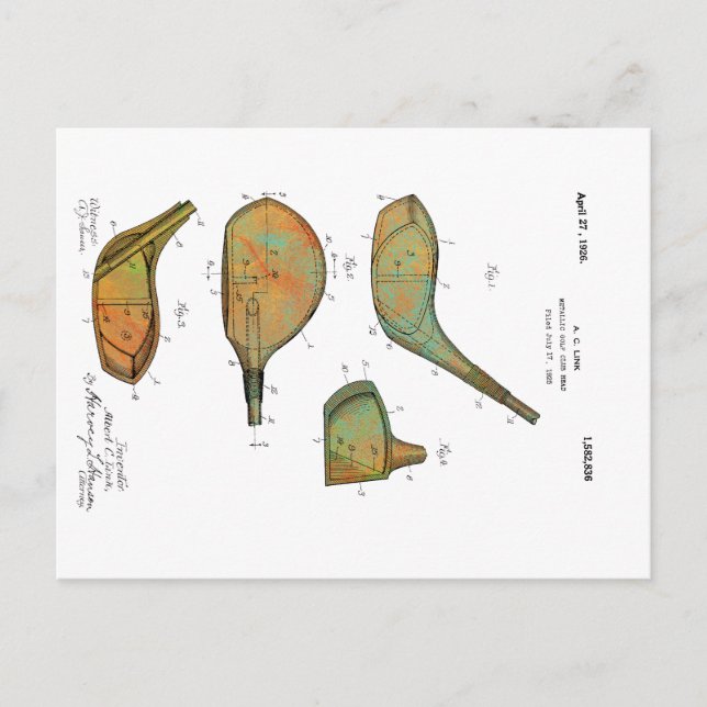 GOLF CLUB HEADS 1925 PATENT - Postcard (Front)