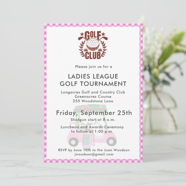 Golf Club Ladies League Tournament Logo  Invitation (Standing Front)