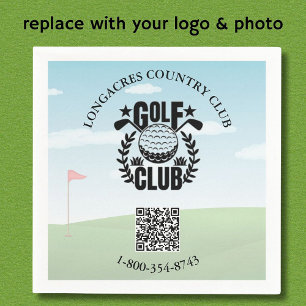 Golf Club League Photo Custom Logo QR Code    Napkin