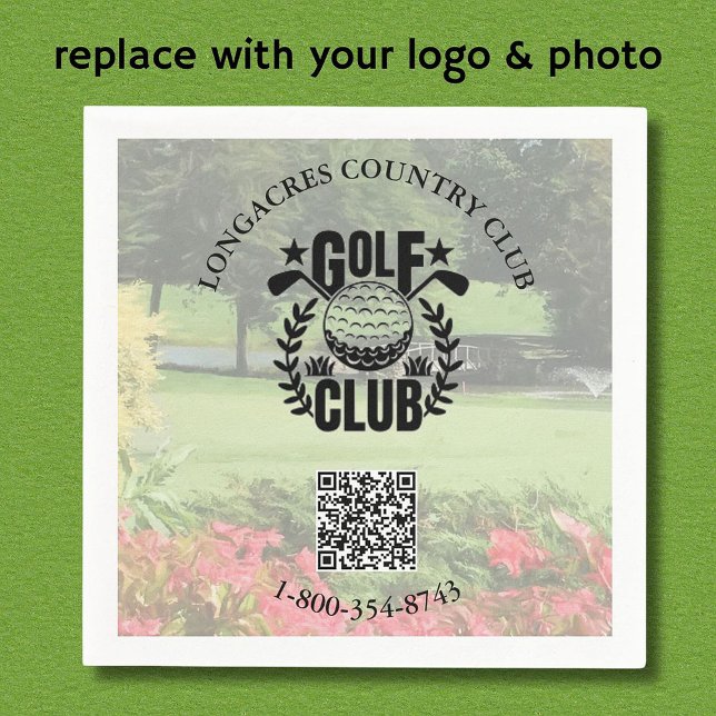 Golf Club League Photo Custom Logo QR Code    Napkin (Creator Uploaded)