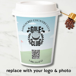 Golf Club League Photo Custom Logo QR Code    Paper Cups