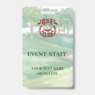Golf Club League Photo Logo Event Staff  ID Badge