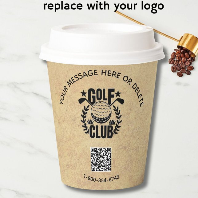 Golf Club League Textured Look Logo QR Code    Paper Cups (Creator Uploaded)