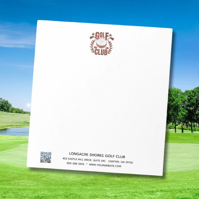 Golf Club Logo and QR Code Unlined Notepad (Creator Uploaded)