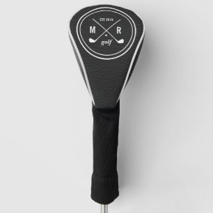 Golf Club logo monogram black leather Head Cover