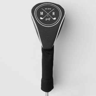 Golf Club logo monogram black leather Head Cover