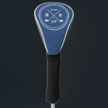 Golf Club logo monogram Blue leather Head Cover<br><div class="desc">Add a fancy touch to your golf bag with a personalised driver cover! Classic style monogrammed design features a pair of crossed golf clubs with your initials and birth year in white on digital graphic image to simulate a leather texture. To be fancy on the green! For help or custom...</div>