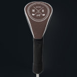 Golf Club logo monogram Brown leather Head Cover<br><div class="desc">Add a fancy touch to your golf bag with a personalised driver cover! Classic style monogrammed design features a pair of crossed golf clubs with your initials and birth year in white on digital graphic image to simulate a leather texture. To be fancy on the green! For help or custom...</div>