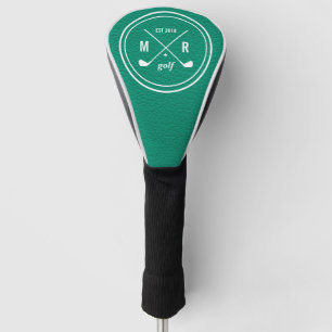 Golf Club logo monogram Emerald green leather Head Cover