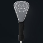 Golf Club logo monogram Grey leather Head Cover<br><div class="desc">Add a fancy touch to your golf bag with a personalised driver cover! Classic style monogrammed design features a pair of crossed golf clubs with your initials and birth year in white on digital graphic image to simulate a leather texture. To be fancy on the green! For help or custom...</div>