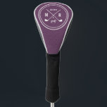 Golf Club logo monogram Purple leather Head Cover<br><div class="desc">Add a fancy touch to your golf bag with a personalised driver cover! Classic style monogrammed design features a pair of crossed golf clubs with your initials and birth year in white on digital graphic image to simulate a leather texture. To be fancy on the green! For help or custom...</div>