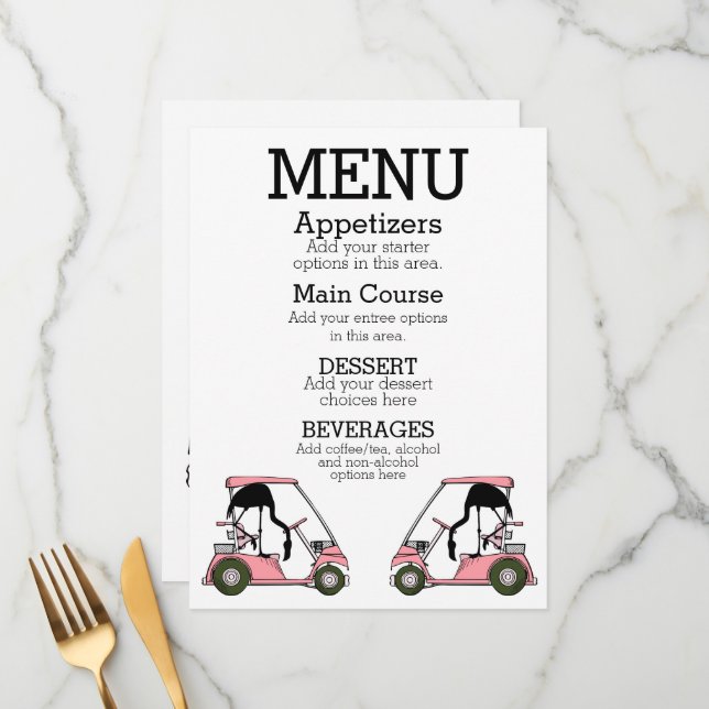 Golf Club Luncheon Cocktail Party Menu (Front/Back In Situ)