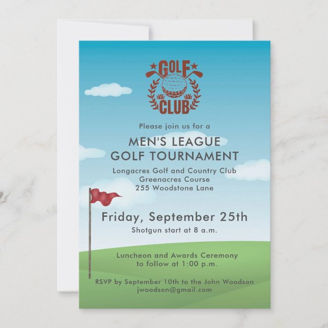 Golf Club Men's League Tournament Logo  Invitation (Front)