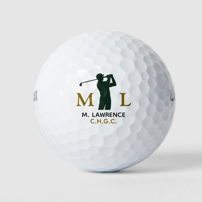 Golf Club Name Abbreviation with Monogram Golf Balls (Front)