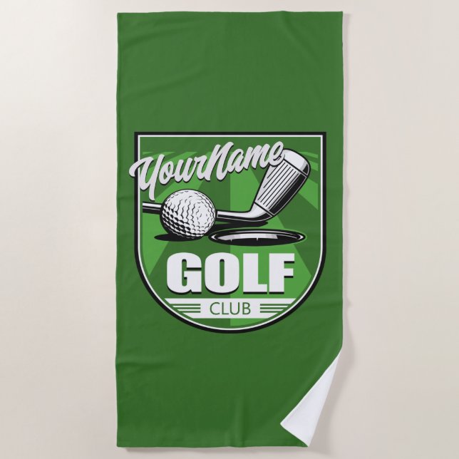 Golf Club NAME Pro Golfer Player Personalised  Beach Towel (Front)